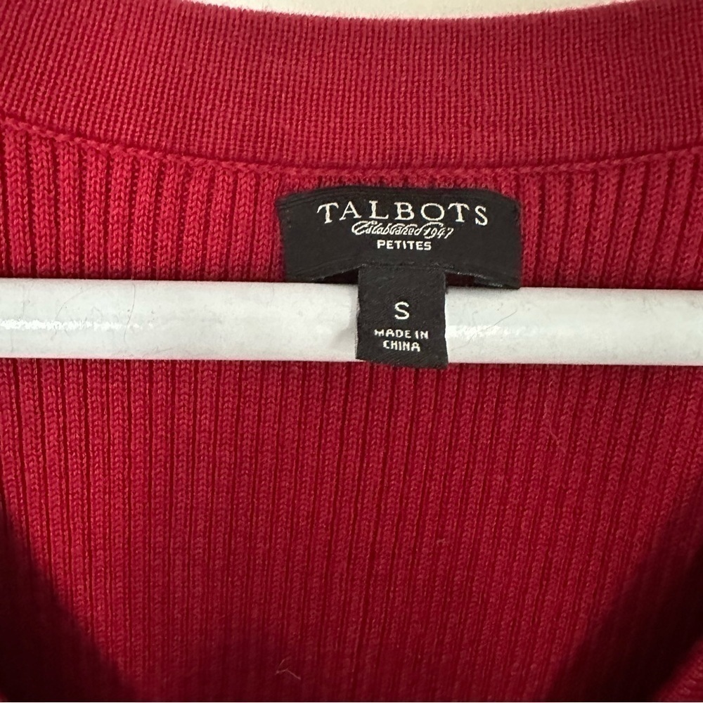 Talbots Cardigan Ruffles Holiday Red Size SP - Picture 6 of 10